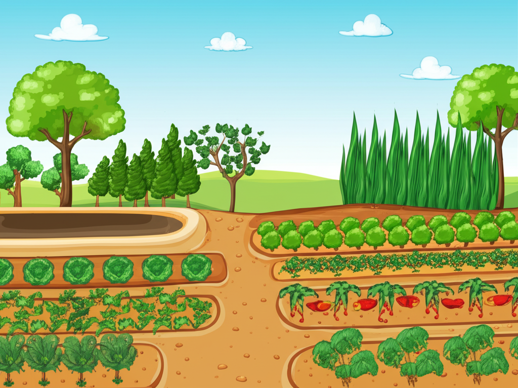 Agricultural landscape illustration